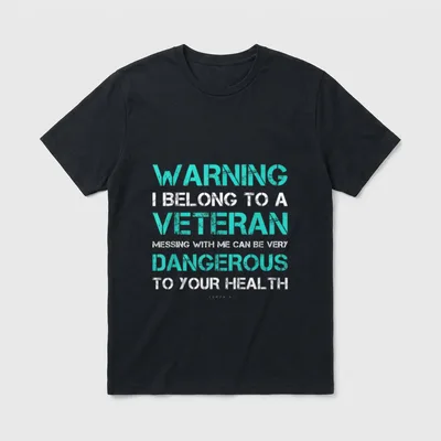 Warning I Belong to a Veteran T-Shirt – Classic T-Shirt in Black