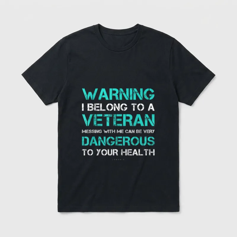 Warning I Belong to a Veteran T-Shirt – Classic T-Shirt in Black