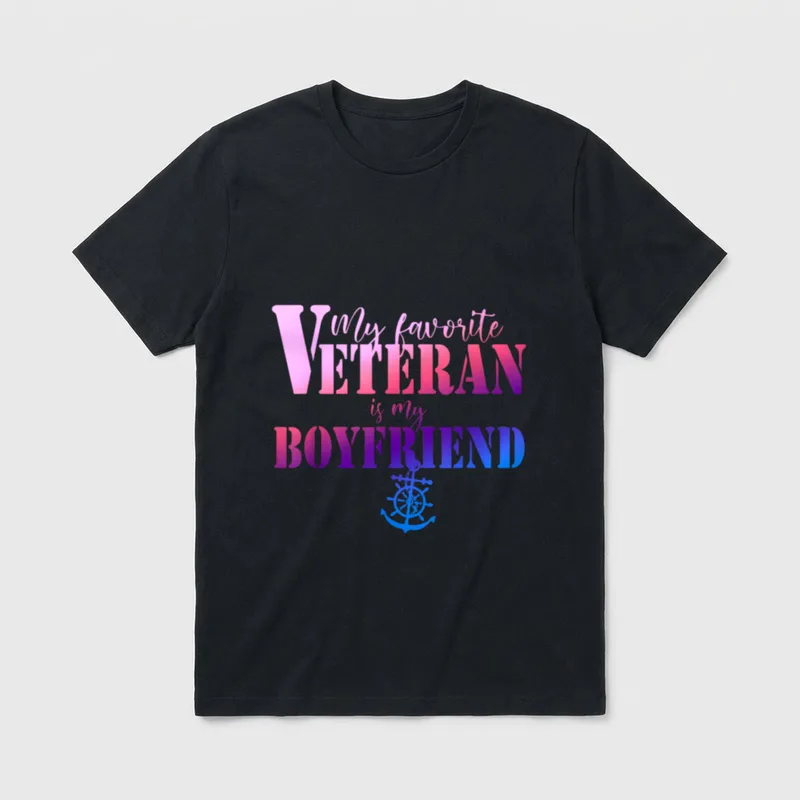 My Favorite Veteran Is Boyfriend Great T-Shirt – Classic T-Shirt in Black