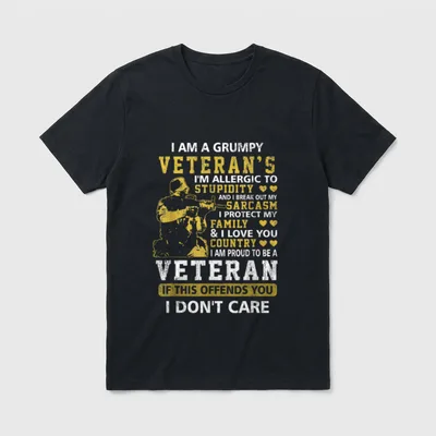I Am a Grumpy Veteran Proud T-Shirt – Classic T-Shirt in Black