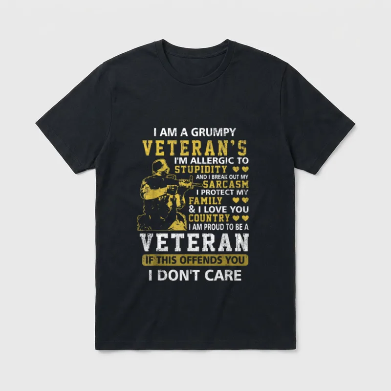 I Am a Grumpy Veteran Proud T-Shirt – Classic T-Shirt in Black