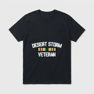 Military Service Ribbon Veteran T-Shirt – Desert Storm Veteran with service ribbon – Classic T-Shirt in Black