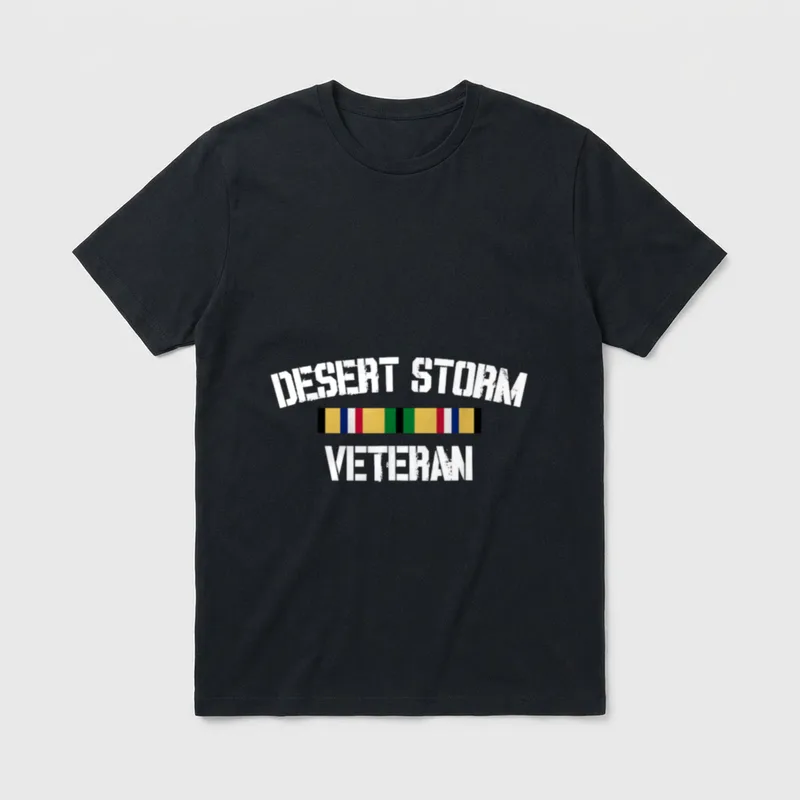 Military Service Ribbon Veteran T-Shirt – Desert Storm Veteran with service ribbon – Classic T-Shirt in Black