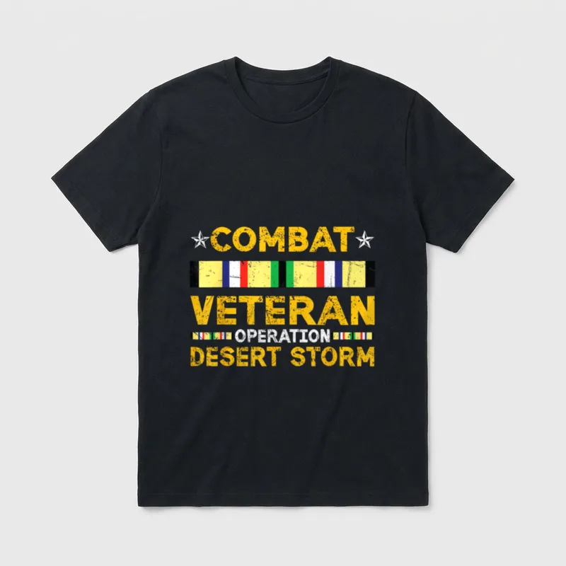 Combat Desert Storm Service Ribbon T-Shirt – Classic T-Shirt in Black