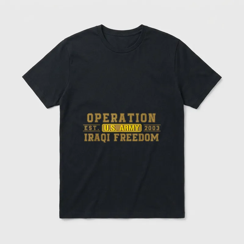 OIF Veteran Military T-Shirt – Operation Iraqi Freedom text with U.S. Army patch – Classic T-Shirt in Black