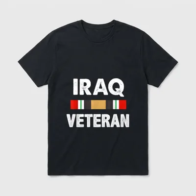 Iraq Veteran T-Shirt – Iraq Veteran with military service ribbon – Classic T-Shirt in Black
