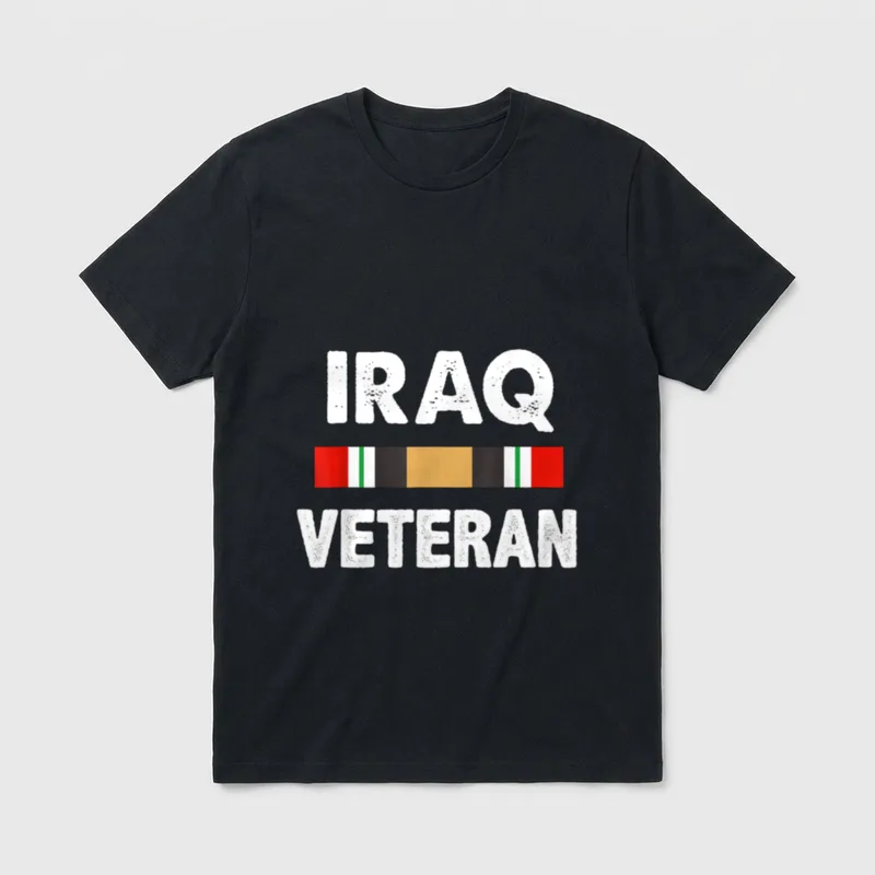 Iraq Veteran T-Shirt – Iraq Veteran with military service ribbon – Classic T-Shirt in Black