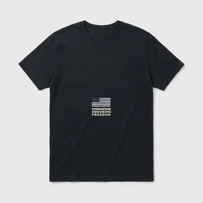 Afghanistan Iraq War Veteran T-Shirt – Operation Enduring Freedom text with American flag – Classic T-Shirt in Black