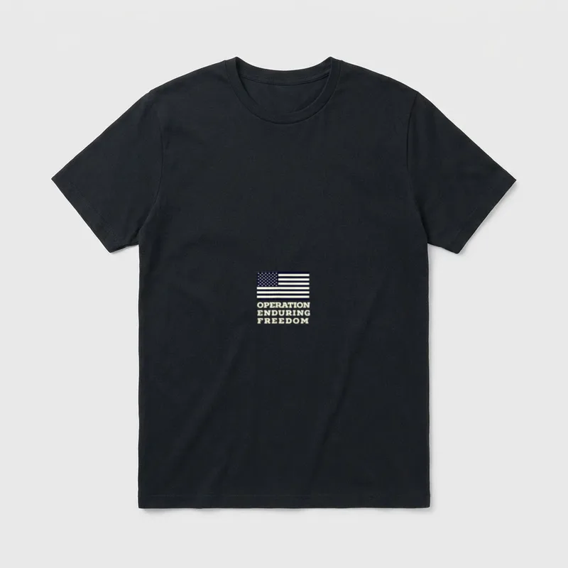 Afghanistan Iraq War Veteran T-Shirt – Operation Enduring Freedom text with American flag – Classic T-Shirt in Black