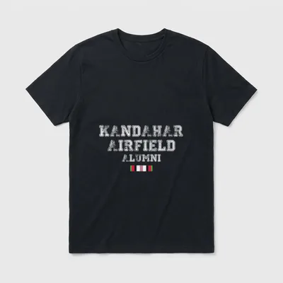 Kandahar Airfield Veteran T-Shirt – KANDAHAR AIRFIELD ALUMNI text with service ribbon bar – Classic T-Shirt in Black