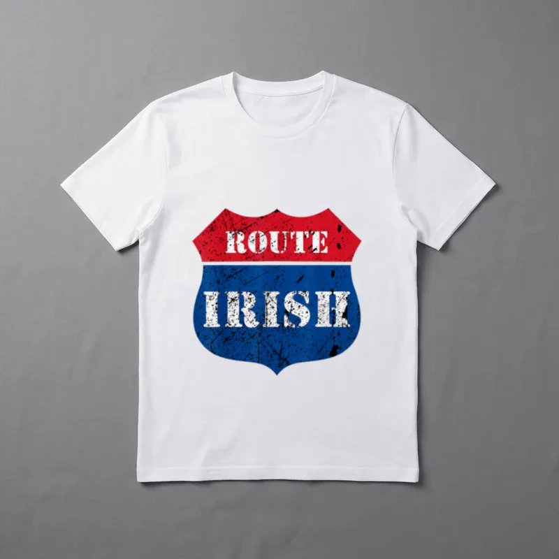 Combat Veteran Apparel T-Shirt – Route Irish text on divided red and blue shield – Classic T-Shirt in Black