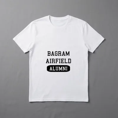 Bagram Airfield Veteran T-Shirt – BAGRAM AIRFIELD ALUMNI in black text with rounded banner – Classic T-Shirt in Black