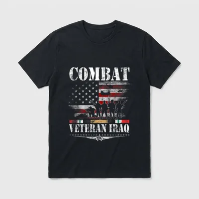 Combat Veteran Iraq Service T-Shirt – Classic T-Shirt in Black
