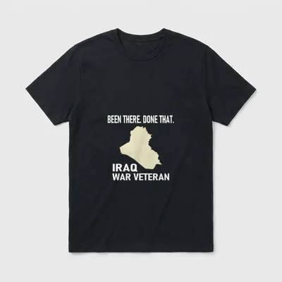 Iraq War Veteran Veterans T-Shirt – Iraq map graphic with Been there done that text – Classic T-Shirt in Black