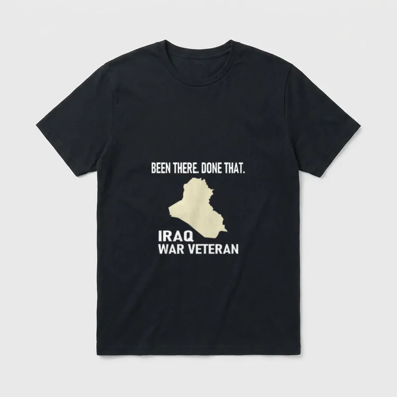 Iraq War Veteran Veterans T-Shirt – Iraq map graphic with Been there done that text – Classic T-Shirt in Black