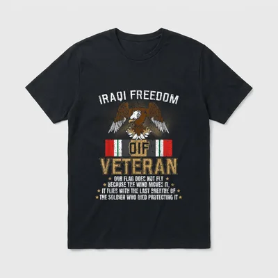Iraqi Freedom Veteran T-Shirt – "IRAQI FREEDOM," "OIF," "VETERAN" with eagle and service message – Classic T-Shirt in Black