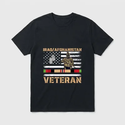 Afghanistan Iraq Veteran Flag T-Shirt – Classic T-Shirt in Black