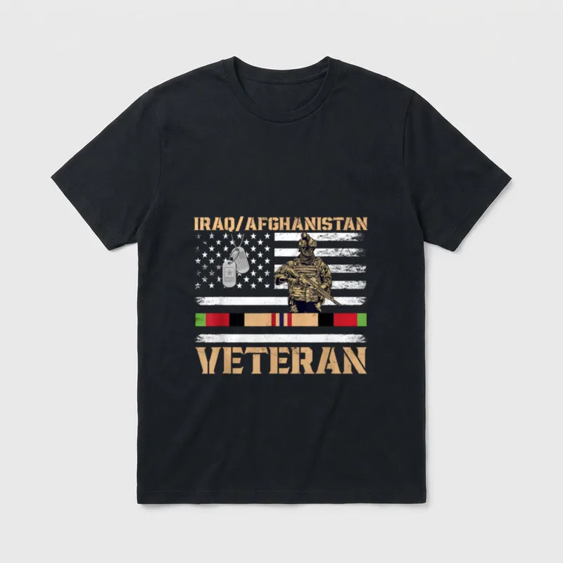 Afghanistan Iraq Veteran Flag T-Shirt – Classic T-Shirt in Black