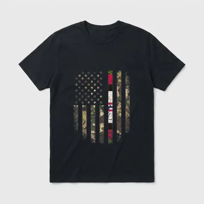 Proud Afghanistan Veteran Camo US Flag T-Shirt – Classic T-Shirt in Black