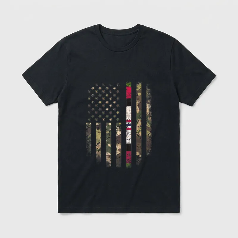 Proud Afghanistan Veteran Camo US Flag T-Shirt – Classic T-Shirt in Black