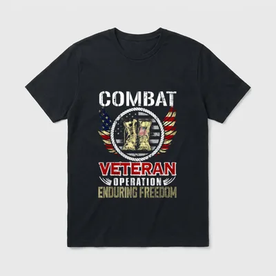 Combat Veteran Enduring Freedom American Military T-Shirt – Classic T-Shirt in Black