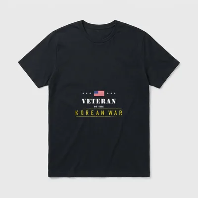 Korean War Veteran T-Shirt – VETERAN OF THE KOREAN WAR text with American flag and stars – Classic T-Shirt in Black