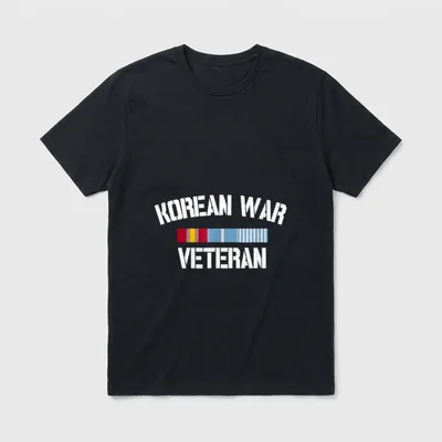 Korean War Veteran Pride T-Shirt – KOREAN WAR VETERAN text with service ribbon – Classic T-Shirt in Black