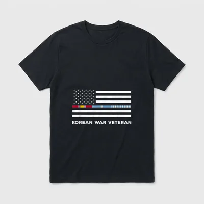 Military Veteran Thin Line Flag T-Shirt – Classic T-Shirt in Black
