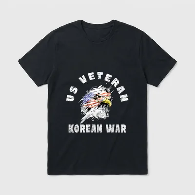 US Veteran Korean War T-Shirt – US VETERAN KOREAN WAR with eagle in American flag – Classic T-Shirt in Black