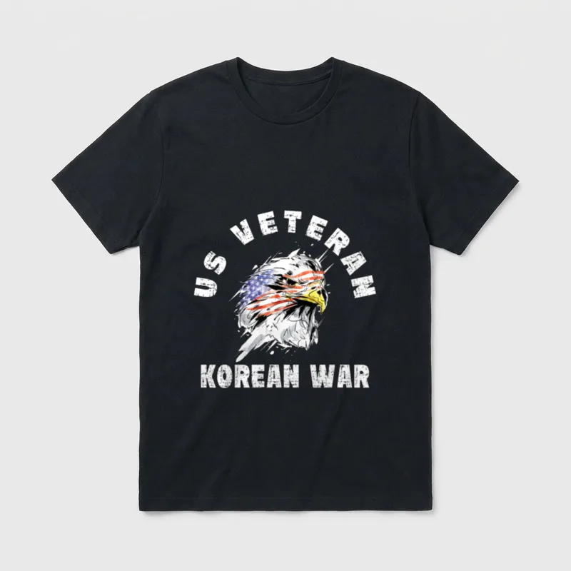 US Veteran Korean War T-Shirt – US VETERAN KOREAN WAR with eagle in American flag – Classic T-Shirt in Black