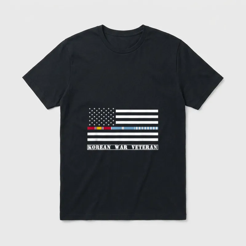 Korean War Veteran Thin Line Flag T-Shirt – Classic T-Shirt in Black