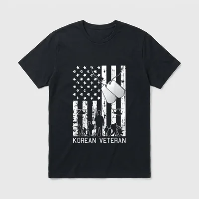 Korean Veteran American Flag Dog Tag T-Shirt – Classic T-Shirt in Black