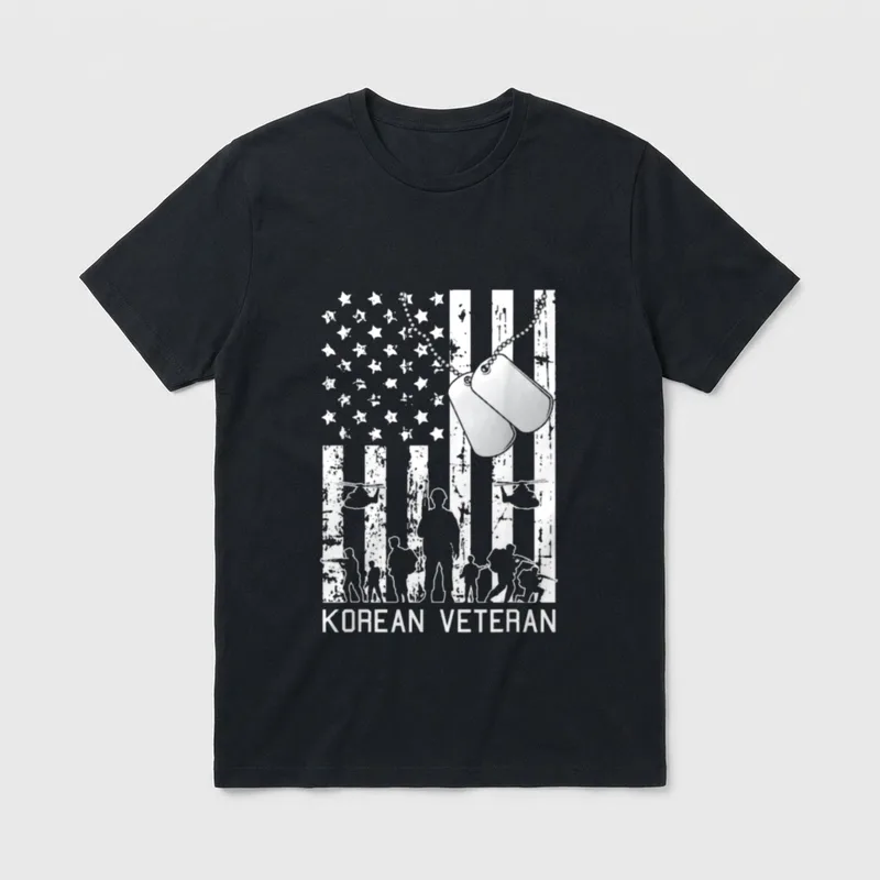 Korean Veteran American Flag Dog Tag T-Shirt – Classic T-Shirt in Black