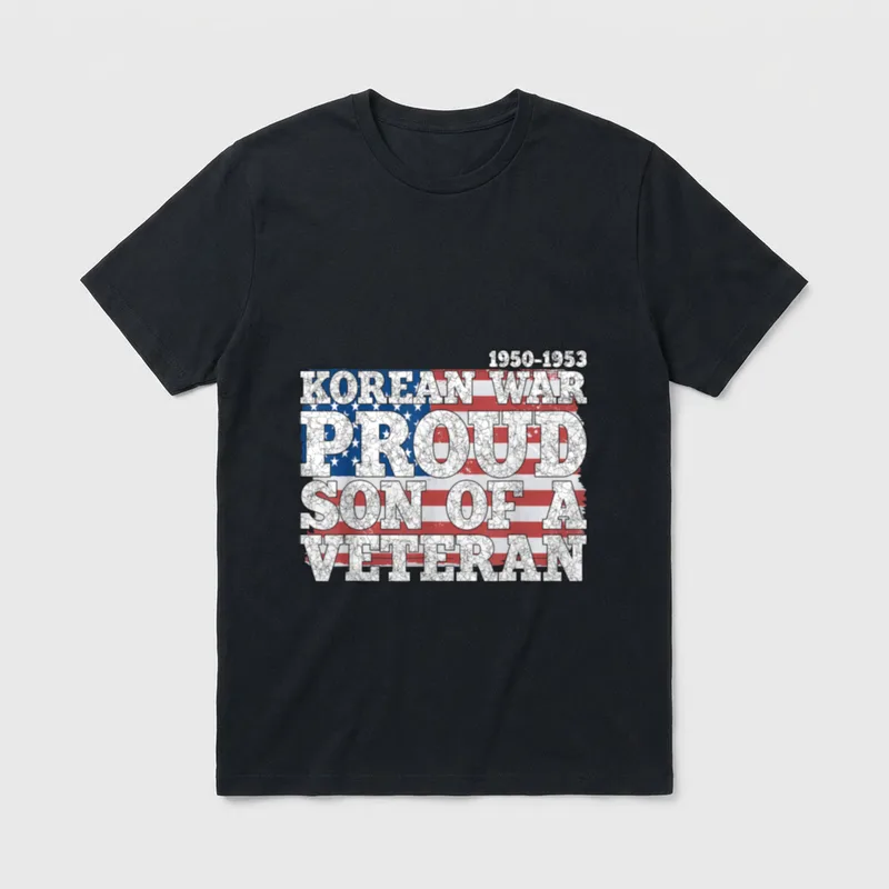 Korean War USA Flag Proud Veteran T-Shirt – Classic T-Shirt in Black