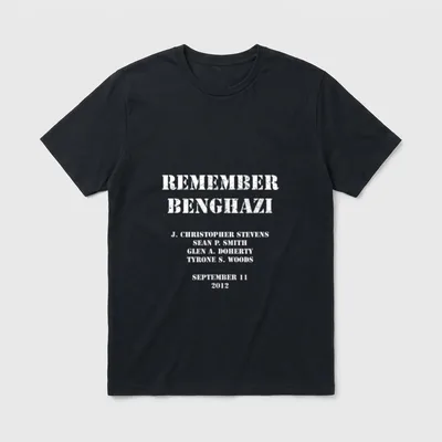 Benghazi Memorial Veteran T-Shirt – Remember Benghazi with four names and date September 11, 2012 – Classic T-Shirt in Black