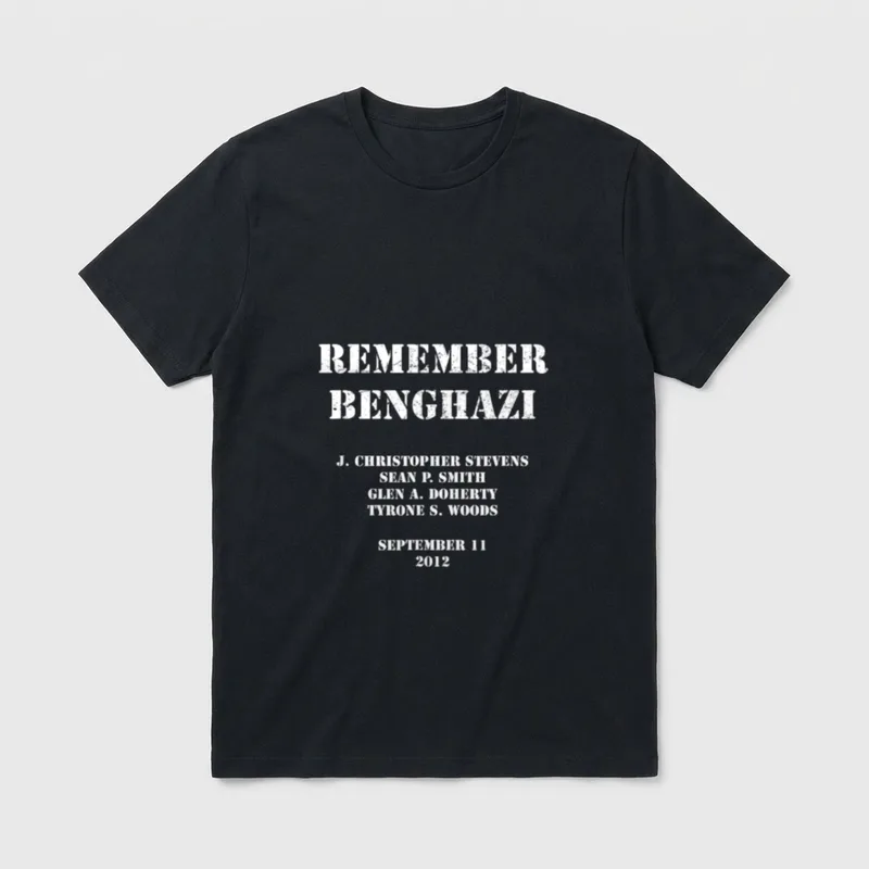 Benghazi Memorial Veteran T-Shirt – Remember Benghazi with four names and date September 11, 2012 – Classic T-Shirt in Black