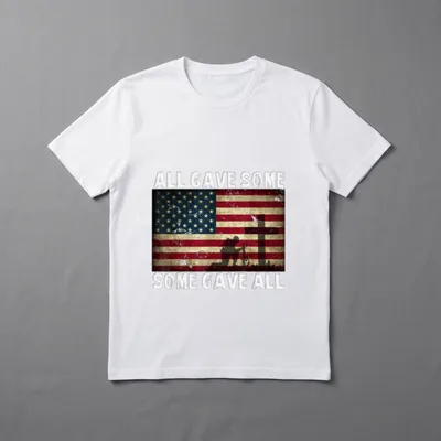 Military Tribute Honor T-Shirt – All Gave Some, Some Gave All with flag and soldier silhouette – Classic T-Shirt in Black