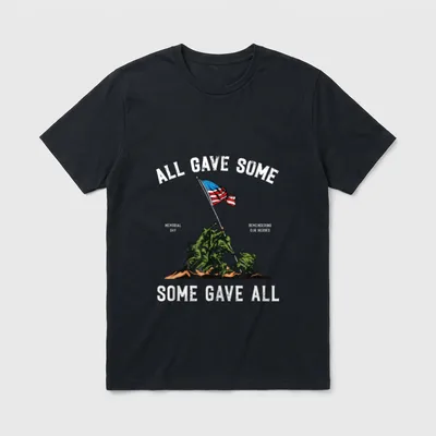 Some Gave All Veterans T-Shirt – ALL GAVE SOME SOME GAVE ALL with soldiers and American flag – Classic T-Shirt in Black