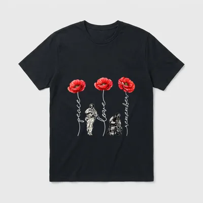 Red Poppy Veteran Day T-Shirt – Classic T-Shirt in Black