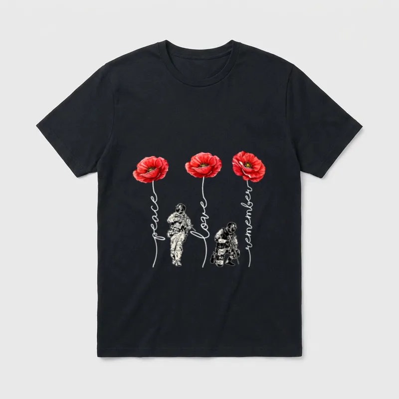 Red Poppy Veteran Day T-Shirt – Classic T-Shirt in Black