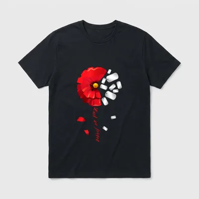 USA Veterans Poppy Flower T-Shirt – Classic T-Shirt in Black
