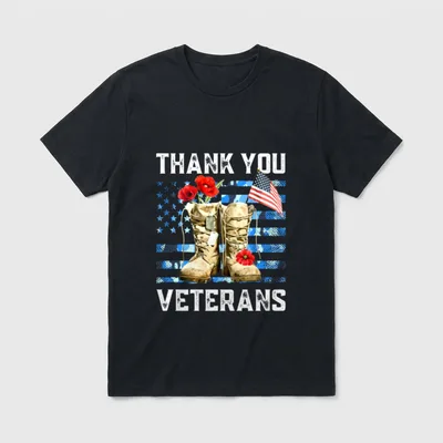 Veterans Day Poppy Flower T-Shirt – Classic T-Shirt in Black