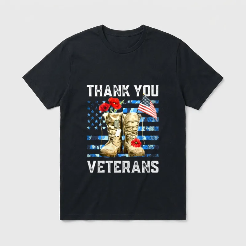 Veterans Day Poppy Flower T-Shirt – Classic T-Shirt in Black