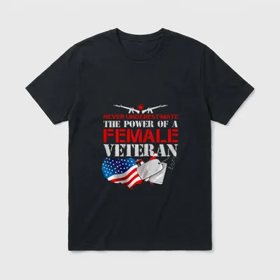 Women Veterans USA Flag T-Shirt – Classic T-Shirt in Black