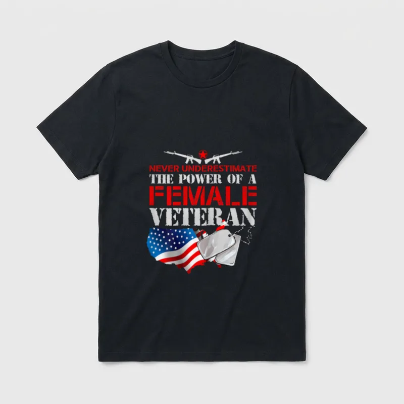 Women Veterans USA Flag T-Shirt – Classic T-Shirt in Black