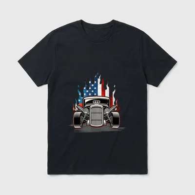 Veteran Hot Rod American Flag T-Shirt – Classic T-Shirt in Black