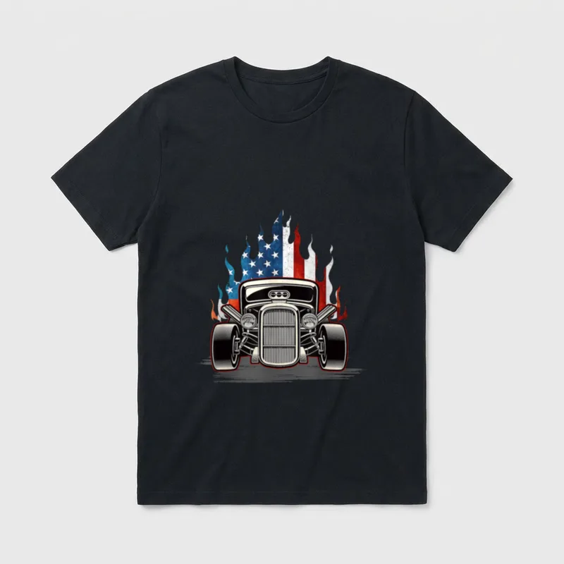 Veteran Hot Rod American Flag T-Shirt – Classic T-Shirt in Black
