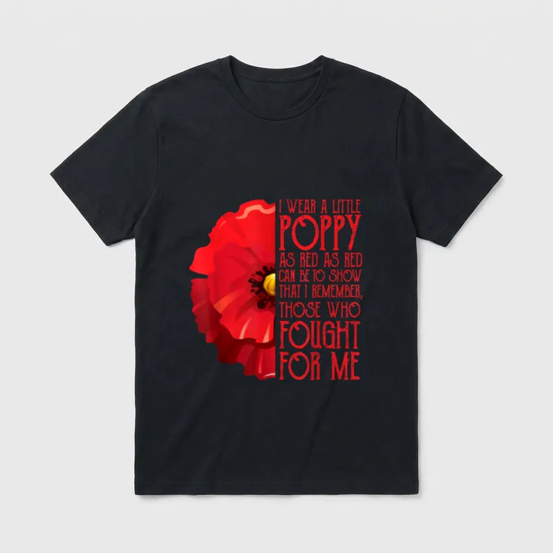 Red Poppy Flower Veterans Day T-Shirt – Classic T-Shirt in Black