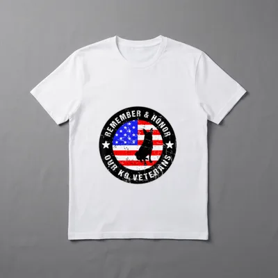 Military Dog Handler T-Shirt – "Remember & Honor Our K9 Veterans" in circular text – Classic T-Shirt in Black