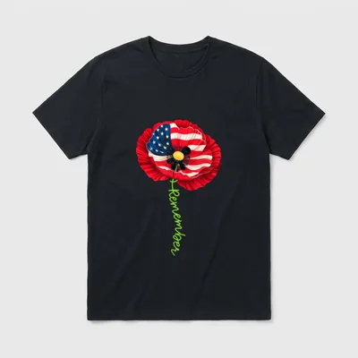 Red Poppy Veteran Memorial T-Shirt – Classic T-Shirt in Black